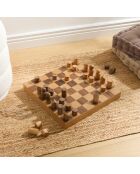 Jeu echec pin Micka marron - 40x40 cm