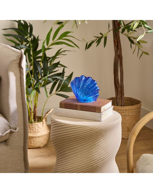 Lampe led coqu en verre bleue - L.14