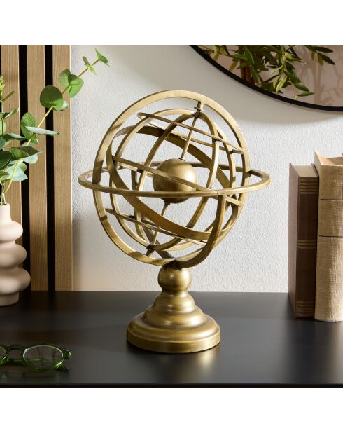 Sphere armillaire en metal Sia doré - H.34 cm