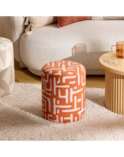 Pouf Delor mod orange epice - 30 x 30 x 36 cm