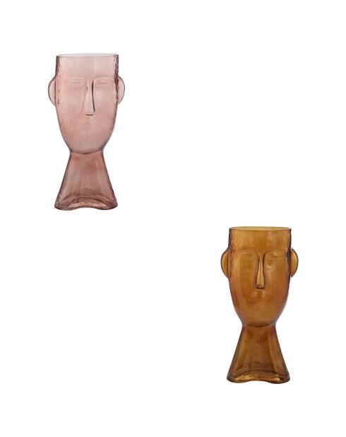 Vase en verre visage Sien assortie - H.31.5 cm