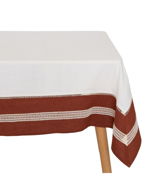 Wit tafelkleed met schering en inslag - 150x250 cm