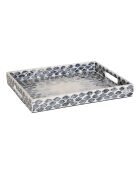 Plateau rect nacre Sheila gris - 38 x 30 x 4,5 cm