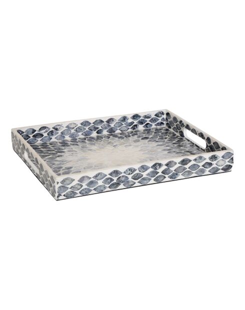 Plateau rect nacre Sheila gris - 38 x 30 x 4,5 cm