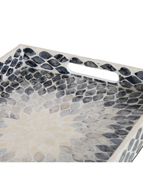 Plateau rect nacre Sheila gris - 38 x 30 x 4,5 cm