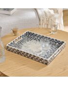 Plateau rect nacre Sheila gris - 38 x 30 x 4,5 cm