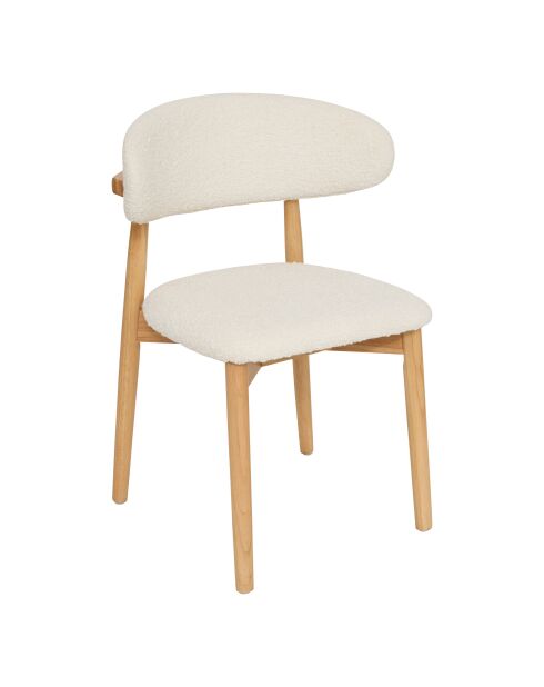 Lot de 2 Chaises en bois bouclé Sari blanc/naturel - 56x51x78 cm