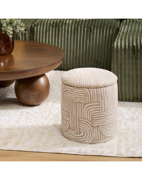 Lot de 2 Poufs coffre chen Nubo beiges - 31 x 31 x 34 cm