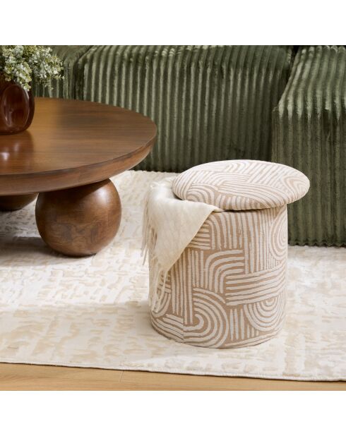 Lot de 2 Poufs coffre chen Nubo beiges - 31 x 31 x 34 cm