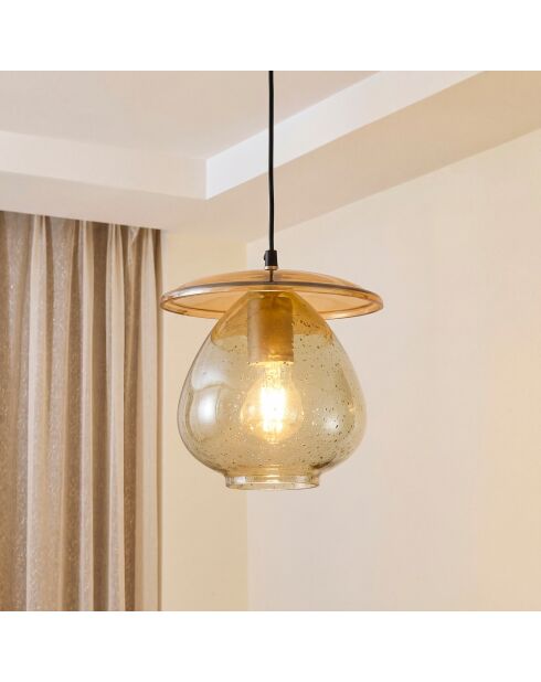 Suspension en verre Nateo ambre - D.23 cm