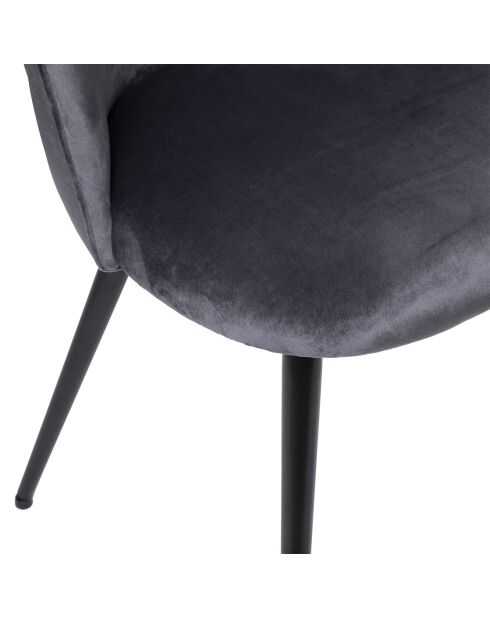 Lot de 4 Chaises en velours Slano grises - 54 x 52 x 84 cm