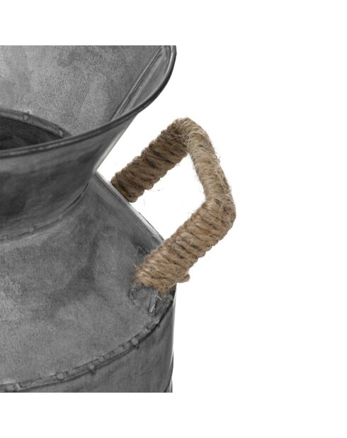 Pot à lait en métal zinc extérieur gris - H.48 cm