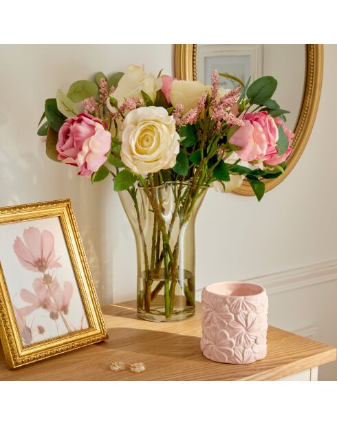 Vase en verre Festo fleu de rose - H.23.5 cm