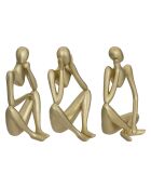 Lot de 3 statues femme col Naomi doré - 10 x 9,2 x 17 cm