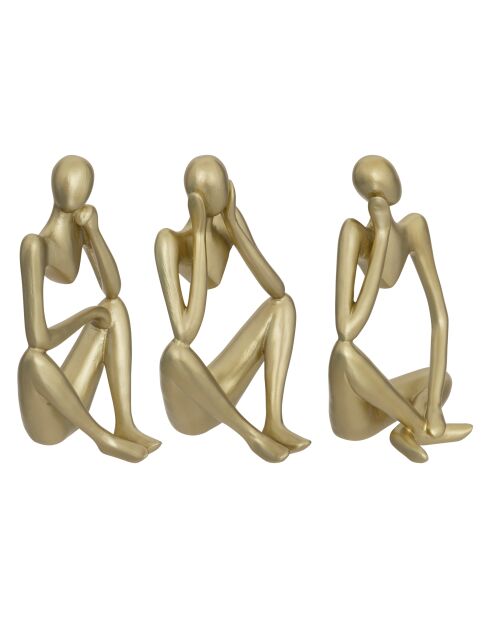 Lot de 3 statues femme col Naomi doré - 10 x 9,2 x 17 cm