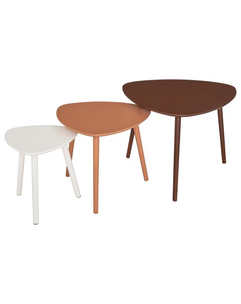 Lot de 3 tables basse Mileo multicolore - 67,5 x 9,5 x 65,5 cm