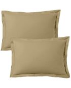 Lot de 2 taies d'oreiller satin de coton beige