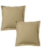 Lot de 2 taies d'oreiller satin de coton beige