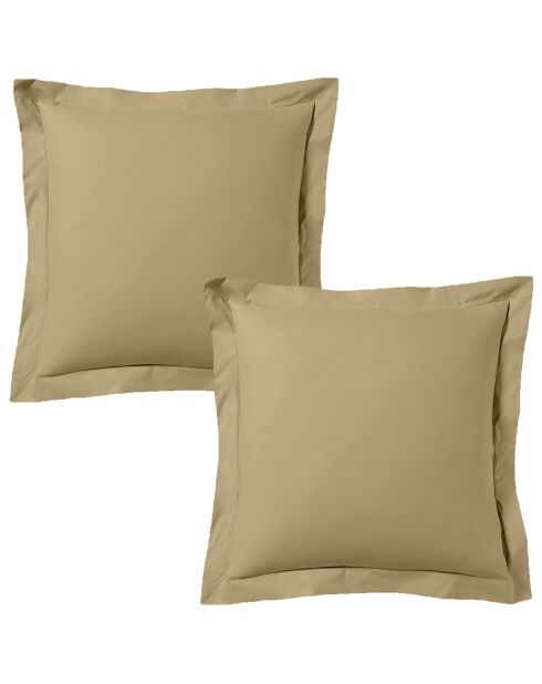Lot de 2 taies d'oreiller satin de coton beige