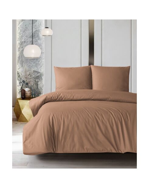 Parure housse de couette avec une taie d'oreiller en coton terracotta - 140x200 cm