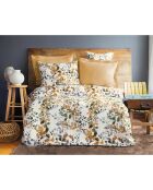 Parure housse de couette avec 2 taies d'oreiller satin de en coton imprimé multicolore - 240x220 cm