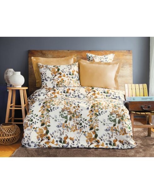 Parure housse de couette avec 2 taies d'oreiller satin de en coton imprimé multicolore - 240x220 cm