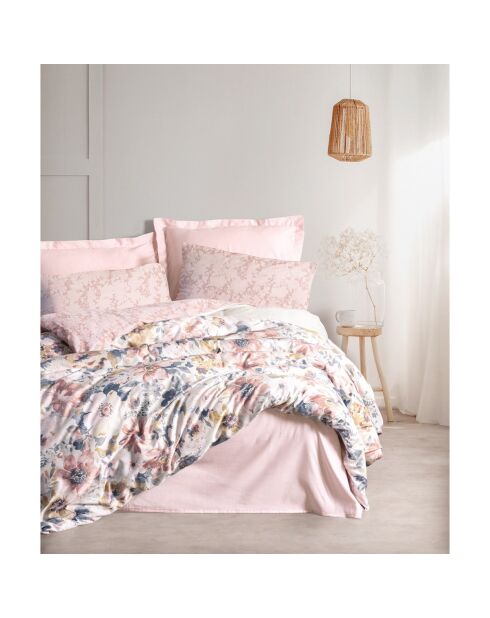 Parure housse de couette avec taie oreiller en coton imprimé multicolore - 140x200 cm