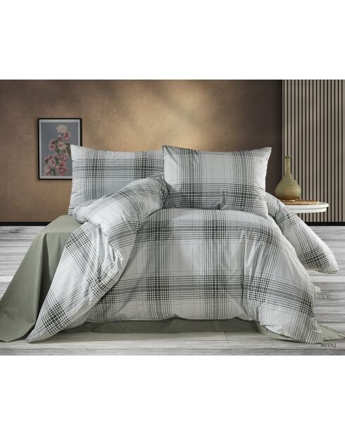 Parure housse de couette avec une taie d'oreiller en coton vert kaki - 140x200 cm