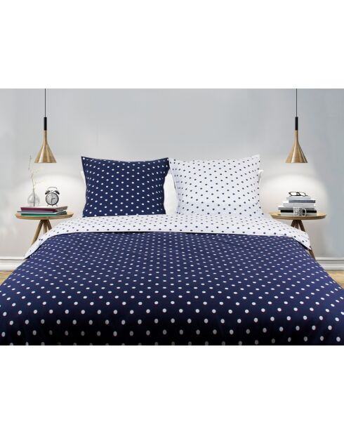 Parure de lit en coton imprimé pois bleue - 200x200 cm