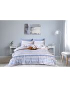 Parure de lit avec 2 taies d'oreiller en coton imprimé Scala bleue