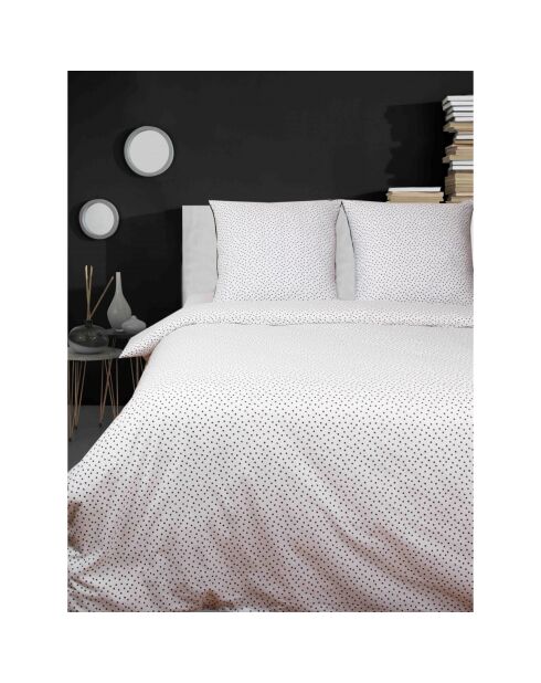 Parure de lit en coton imprimé points blanc/gris