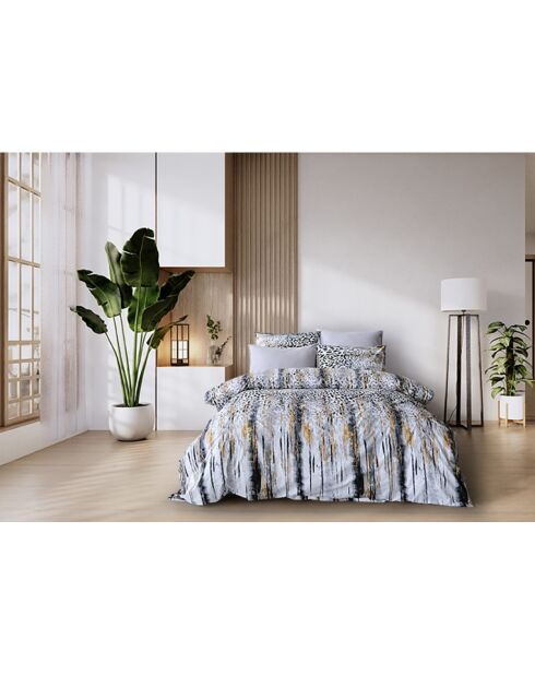 Parure de lit avec 2 taies d'oreiller en coton imprimé Argento noire