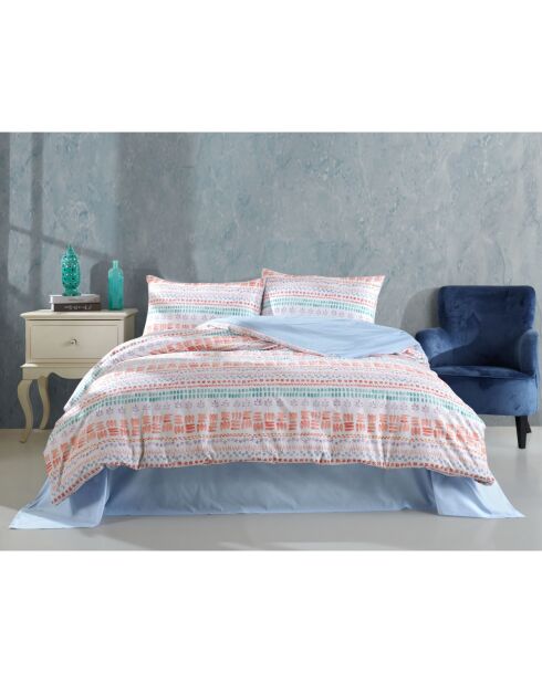 Parure de lit avec une taie d'oreiller en coton Elisa imprimé multicolore - 140x200 cm