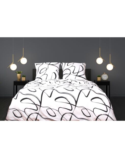 Parure de lit en coton imprimé Irregulaire blanc/noir - 200x200 cm