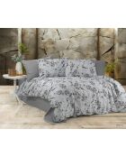Parure housse de couette avec 2 taies d'oreiller en coton grise - 200x200 cm