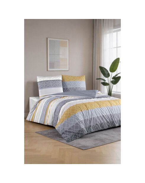 Parure housse de couette avec un taie d'oreiller en coton imprimé multicolore - 140x200 cm