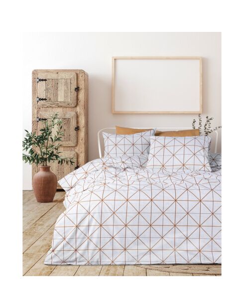 Parure housse de couette avec 2 taies d'oreiller en coton ambre