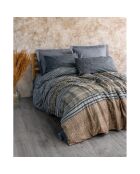 Parure housse de couette avec 2 taies d'oreiller en coton imprimé anthracite