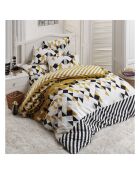 Parure housse de couette avec 2 taies d'oreiller en coton imprimé multicolore