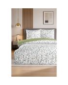 Parure housse de couette avec un taie d'oreiller en coton imprimé verte - 140x200 cm