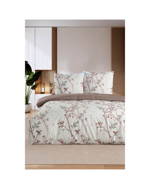 Beige katoenen dekbedovertrekset met 2 kussenslopen