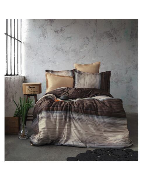 Bedrucktes Bettbezug-Set aus Baumwolle in Braun/Beige mit 2 Kissenbezügen, 240 x 220 cm