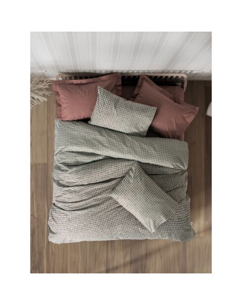Bettbezug-Set mit Kissenbezug aus grauer bedruckter Baumwolle -140x200 cm