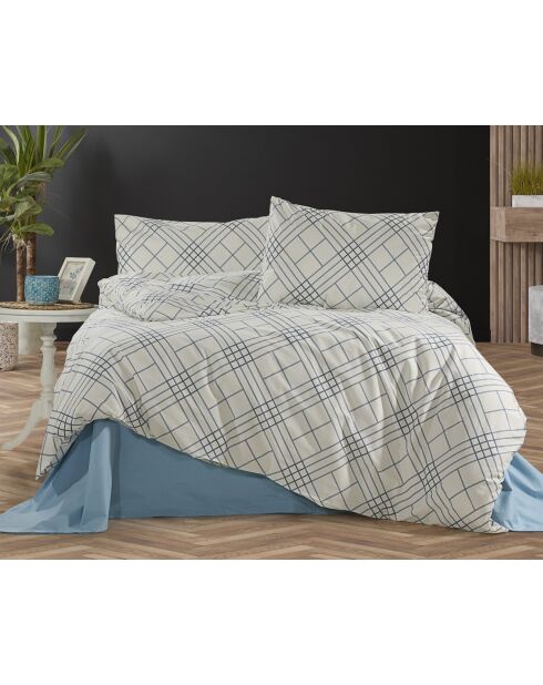 Blaues Bettbezug-Set aus Baumwolle mit 2 Kissenbezügen, 240 x 220 cm
