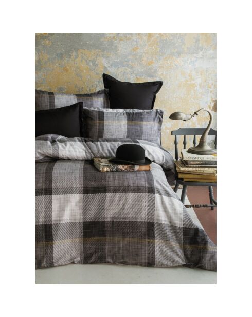 Bettbezug-Set aus Baumwolle, bedruckt, mit 2 Kissenbezügen, 240 x 220 cm, Schwarz/Grau