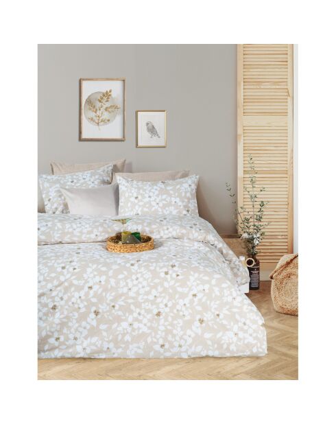 juego de funda de edredón de algodón beige con 2 fundas de almohada