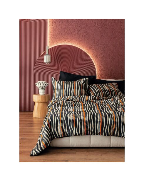 Mehrfarbig bedrucktes Bettbezug-Set aus Baumwollsatin mit 2 Kissenbezügen - 240x220 cm