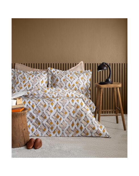 Mehrfarbig bedrucktes Bettbezug-Set aus Baumwollsatin mit 2 Kissenbezügen - 240x220 cm