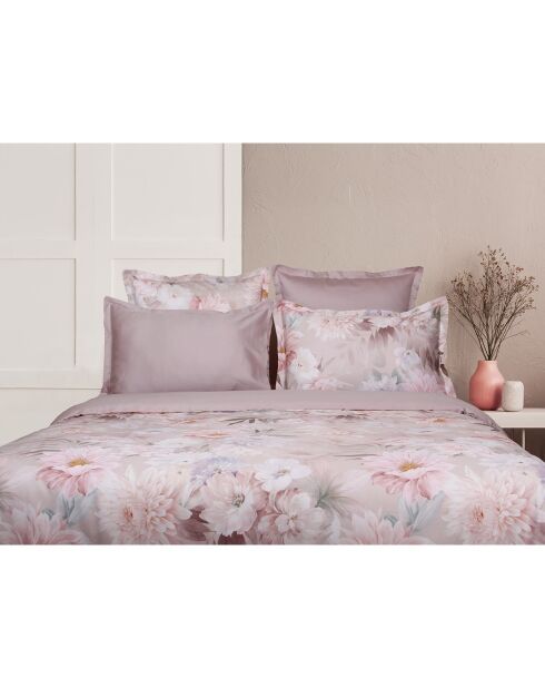 Bettbezug-Set aus Baumwolle, bedruckt, mit 2 Kissenbezügen, 240 x 220 cm, Rosa