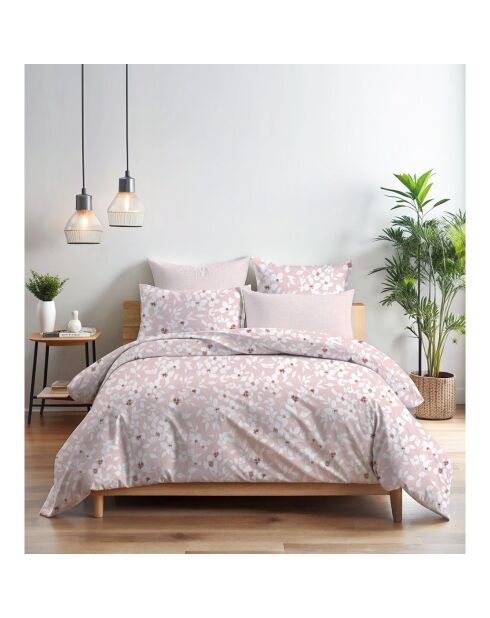 Bettbezug-Set aus Baumwolle mit Kissenbezug, 140 x 200 cm, Rosa